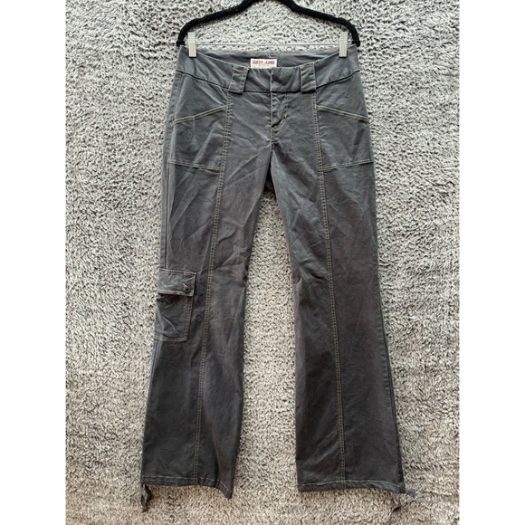 Vintage Y2 Guess‎ Jeans Stretch Wide Leg Utility Cargo Pants Gray Womens Size 30